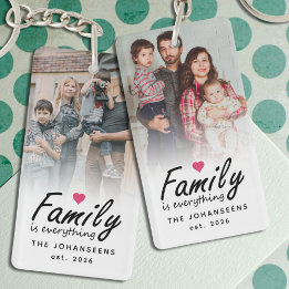 Script Family is Everything 2 Sided Custom Photo Key Ring