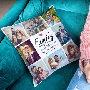 Script Family is Everything Photo Collage Keepsake Cushion