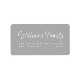 Script Family Name Grey Return Address Label