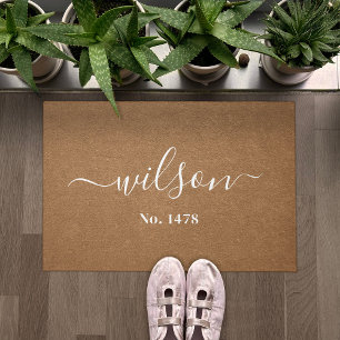 Script Family Name House Number Personalised Doormat