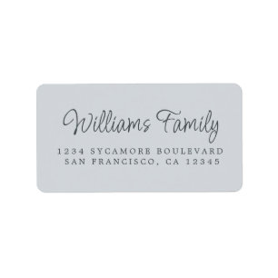 Script Family Name Pastel Blue Return Address Label