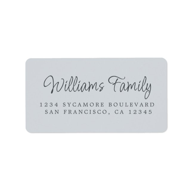 Script Family Name Pastel Blue Return Address  Label (Front)