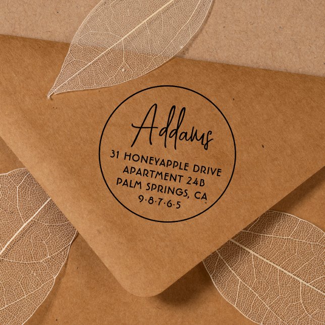 Script Family Name Simple Personalised Address Rubber Stamp (Rubber Stamp Mock-up)