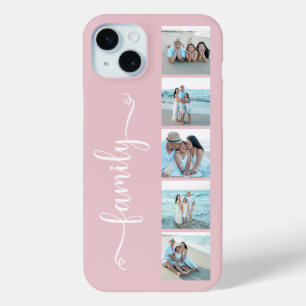 Script Family Photo Blush Pink iPhone 15 Mini Case