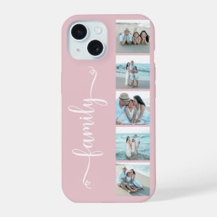 Script Family Photo Blush Pink iPhone 15 Case