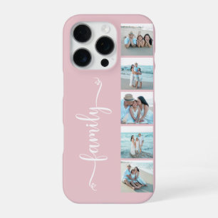 Script Family Photo Blush Pink iPhone 16 Pro Case