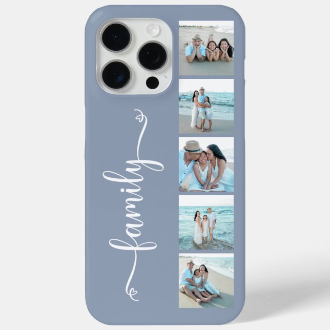 Script Family Photo Dusty Blue Case-Mate iPhone Case (Back)