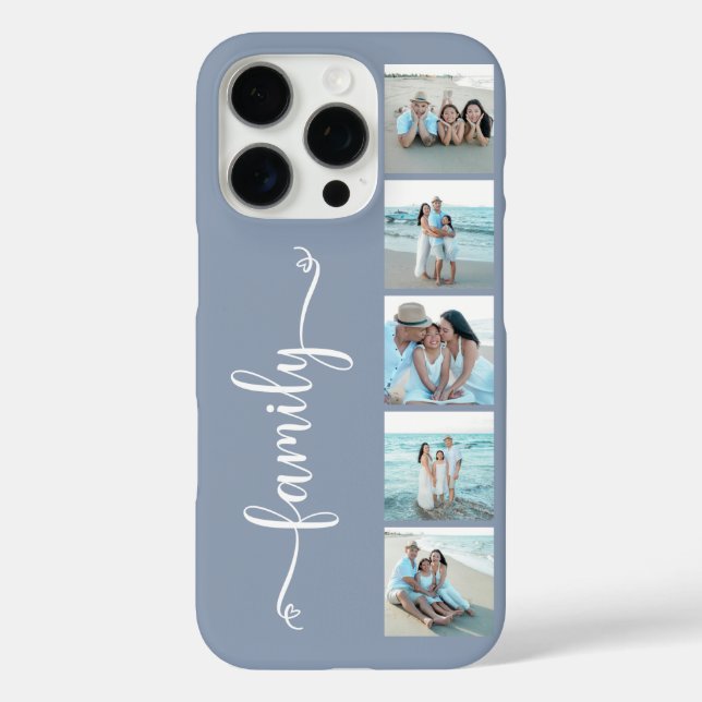 Script Family Photo Dusty Blue Case-Mate iPhone Case (Back)