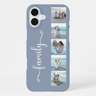 Script Family Photo Dusty Blue iPhone 16 Plus Case