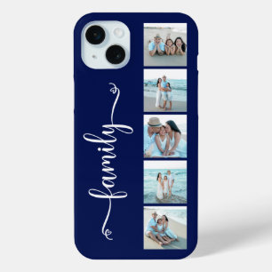 Script Family Photo Navy Blue iPhone 15 Mini Case