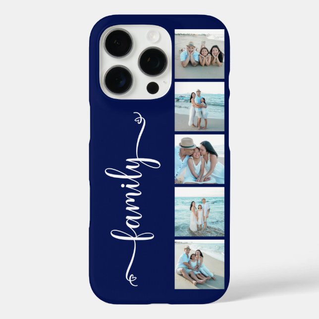 Script Family Photo Navy Blue Case-Mate iPhone Case (Back)