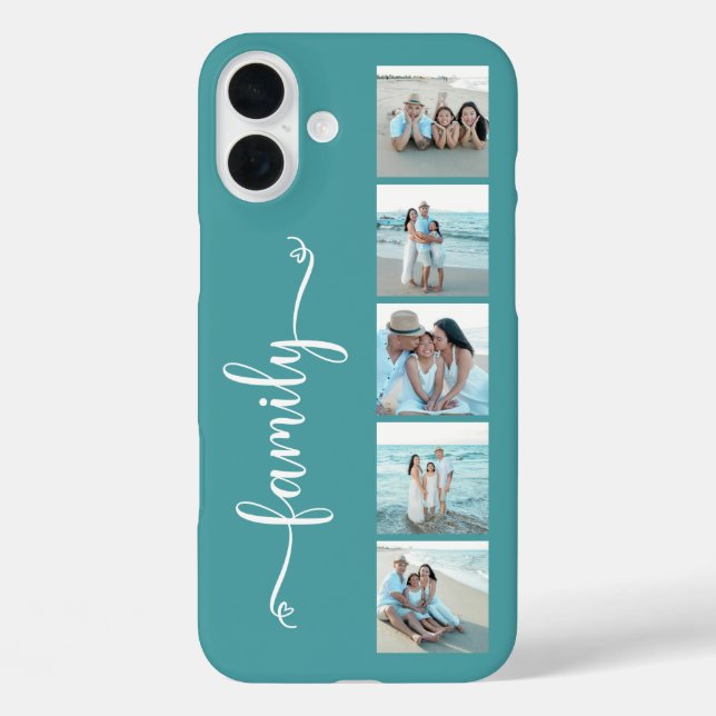 Script Family Photo Teal Case-Mate iPhone Case (Back)