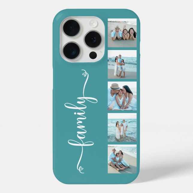 Script Family Photo Teal Case-Mate iPhone Case (Back)