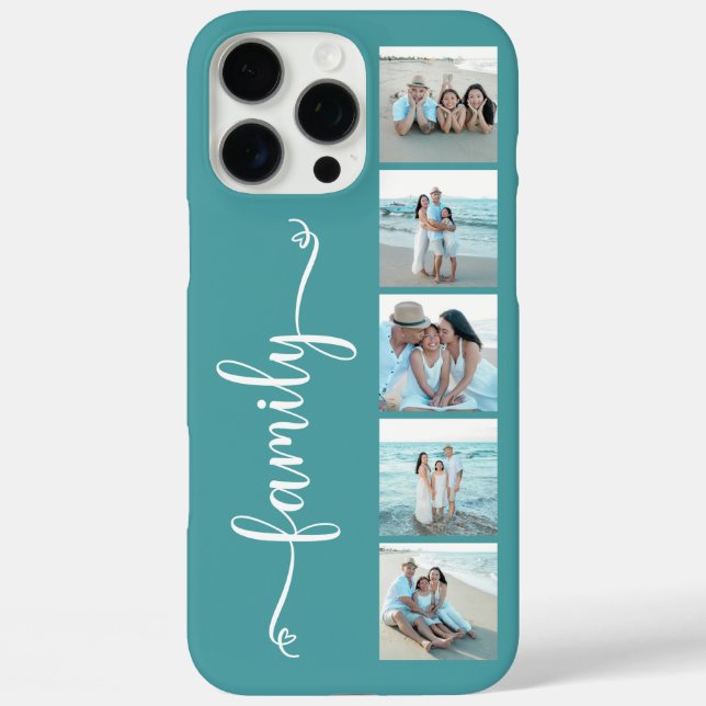 Script Family Photo Teal Case-Mate iPhone Case (Back)