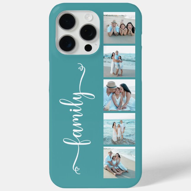 Script Family Photo Teal Case-Mate iPhone Case (Back)