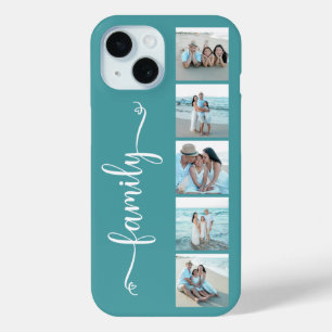 Script Family Photo Teal iPhone 15 Case