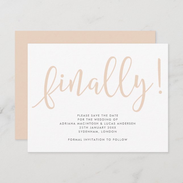 Script Finally Editable Colour  Save The Date (Front/Back)
