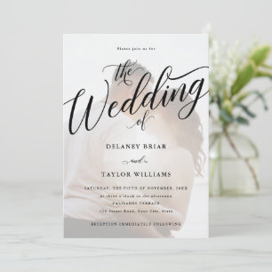 Script Flourish Modern Photo Wedding Invitation