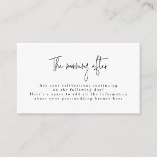 Script Font Black & White Post Wedding Brunch Enclosure Card