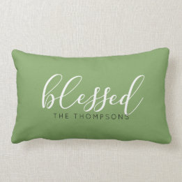 Script Font Blessed Name Lumbar Cushion