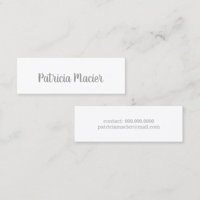 script-font-style minimal elegant & modern white mini business card (Front/Back)
