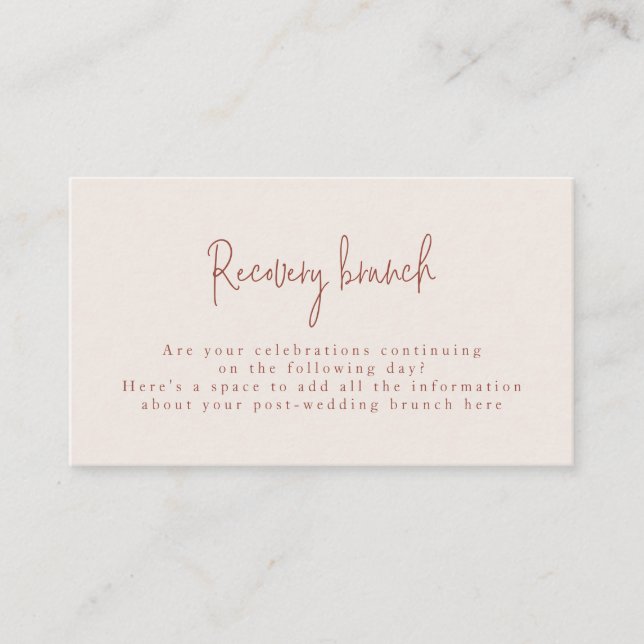 Script Font Terracotta & Cream Post Wedding Brunch Enclosure Card (Front)