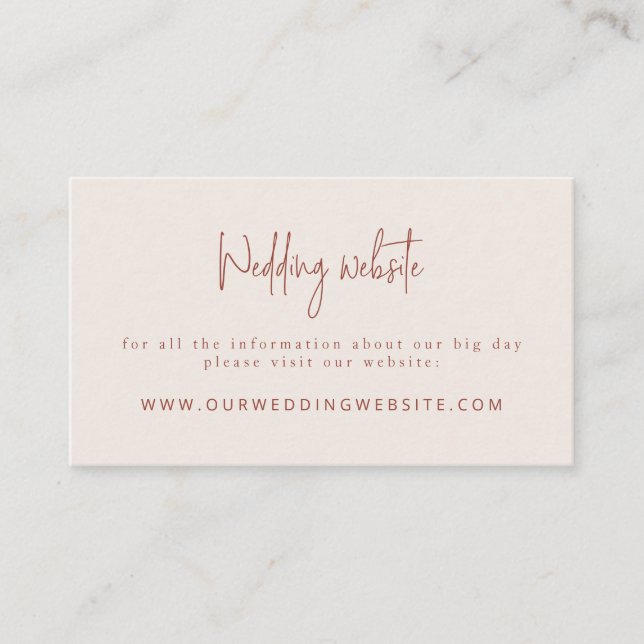 Script Font Terracotta & Cream Wedding Website   Enclosure Card (Front)