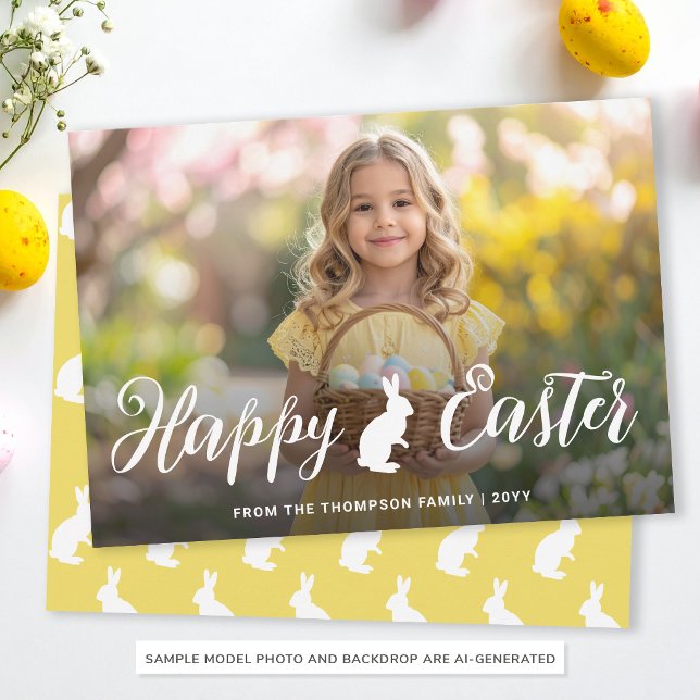 Script Font With Bunny Motif Easter Photo Template (Creator Uploaded)