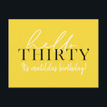 Script & geometric 30th birthday postcard<br><div class="desc">Modern script & geometric thirtieth birthday invite. Modern geometric backer pattern. Part of a collection. Colour can be changed.</div>