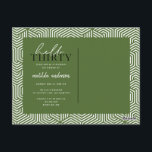 Script & geometric 30th birthday postcard<br><div class="desc">Modern script & geometric thirtieth birthday invite. Modern geometric backer pattern. Part of a collection. Colour can be changed.</div>