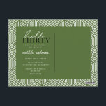 Script & geometric 30th birthday postcard<br><div class="desc">Modern script & geometric thirtieth birthday invite. Modern geometric backer pattern. Part of a collection. Colour can be changed.</div>
