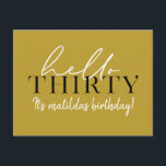 Script & geometric 30th birthday postcard<br><div class="desc">Modern script & geometric thirtieth birthday invite. Modern geometric backer pattern. Part of a collection. Colour can be changed.</div>