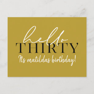Script & geometric 30th birthday postcard