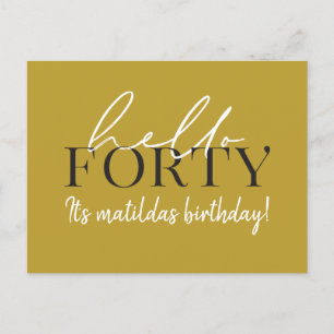 Script & geometric 40th birthday invitation postcard