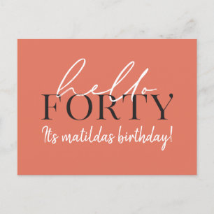 Script & geometric 40th birthday invitation postcard