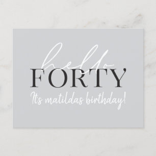 Script & geometric 40th birthday invitation postcard