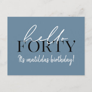 Script & geometric 40th birthday postcard