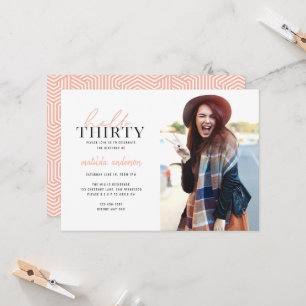 Script & geometric thirtieth birthday photo invite