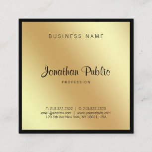 Script Glamour Black Gold Professional Graceful Square Business Card