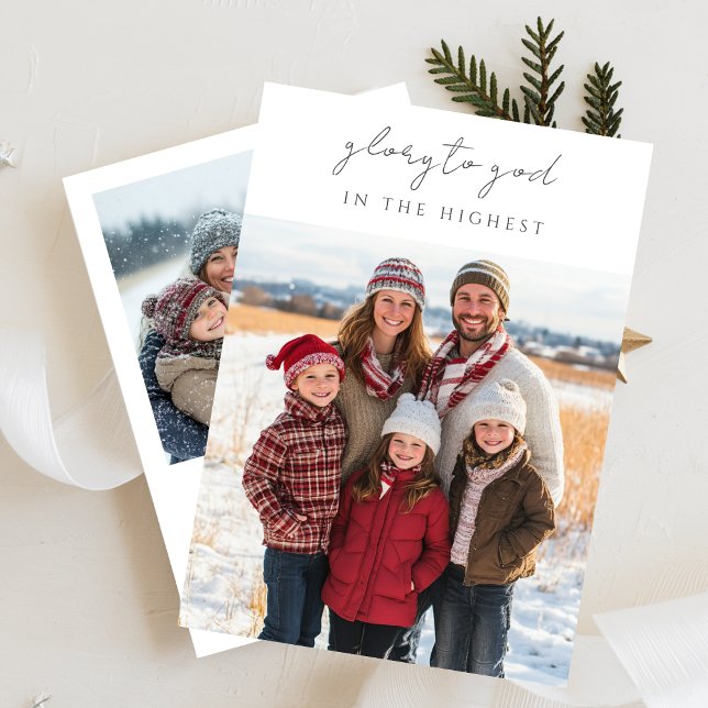 Script Glory to God Religious Christmas Photo Card (Creator Uploaded)