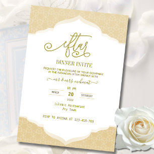 Script Gold and white ramadan Iftar Invitation