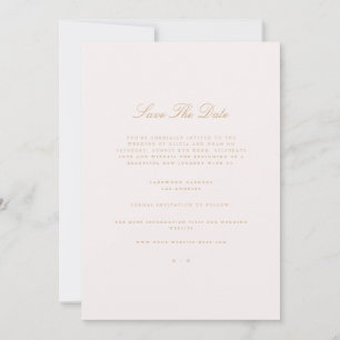 Script Gold & Blush Pink Save The Date Card