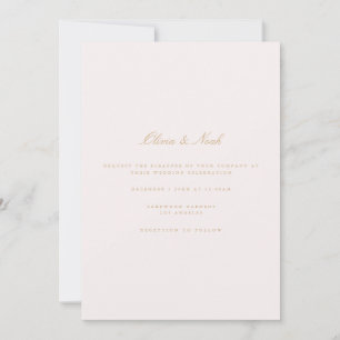 Script Gold & Blush Pink Wedding Invitation Card