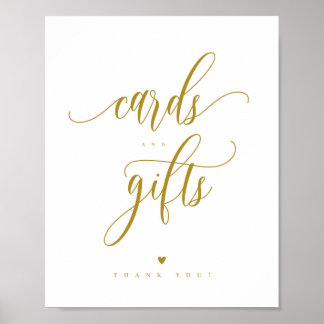 Script Gold Cards and Gifts Sign 8x10" 