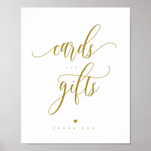 Script Gold Cards and Gifts Sign 8x10"  (Front)
