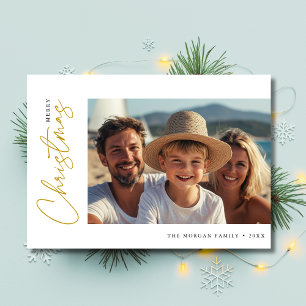 Script Gold Christmas Photo Nautical Sailboats Holiday Card