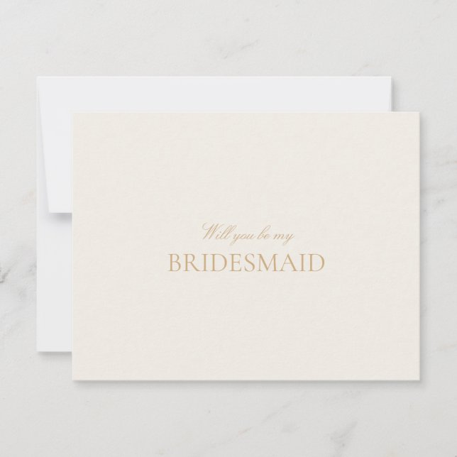 Script Gold & Ivory Bridesmaid Proposal Card  (Front)