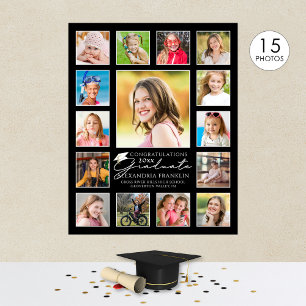 Script Graduate 15 Photo Collage Custom Colour Poster