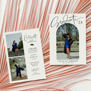 Script Graduate Arch Photo Graduation Party Invitation