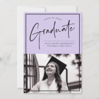 Script Graduate on Purple Background Graduation